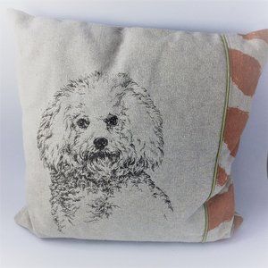 123 Creations Linen Pillow Maltese Bichon Image